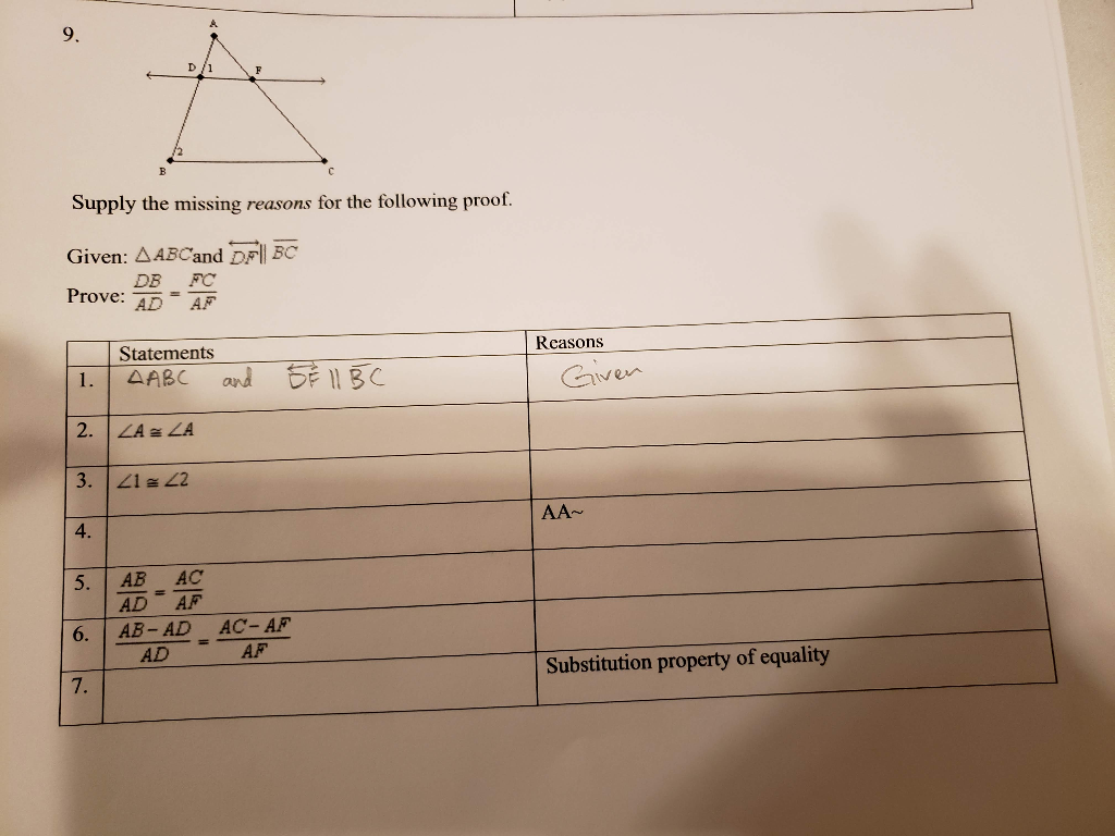 Solved 9. Supply the missing reasons for the following | Chegg.com