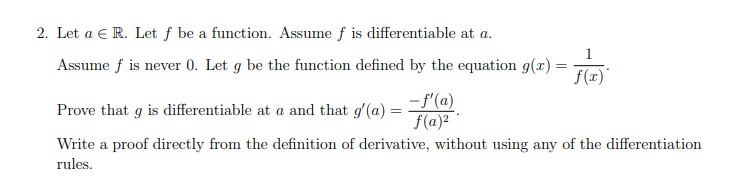 Solved 2 Let A E R Let F Be A Function Assume F Is Dif Chegg Com