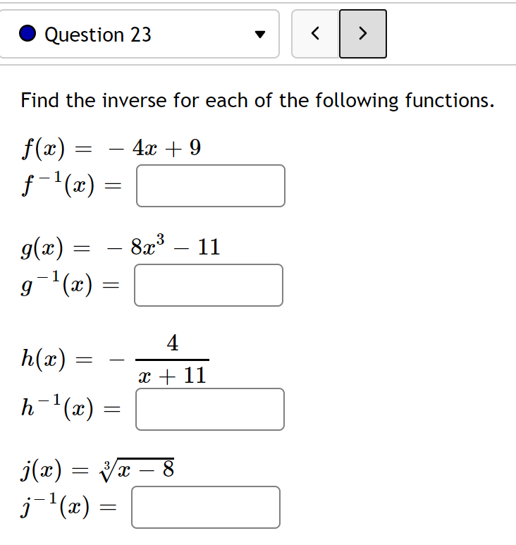 Solved Question 23 Find The Inverse For Each Of The Fol Chegg Com