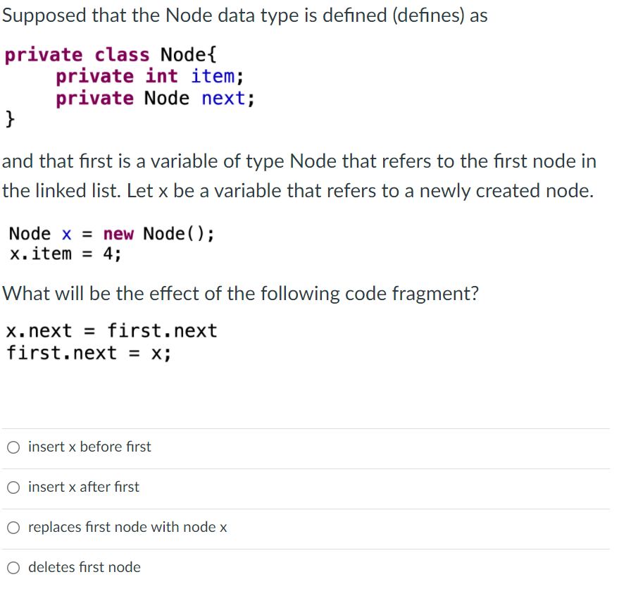 Solved Supposed that the Node data type is defined (defines) | Chegg.com