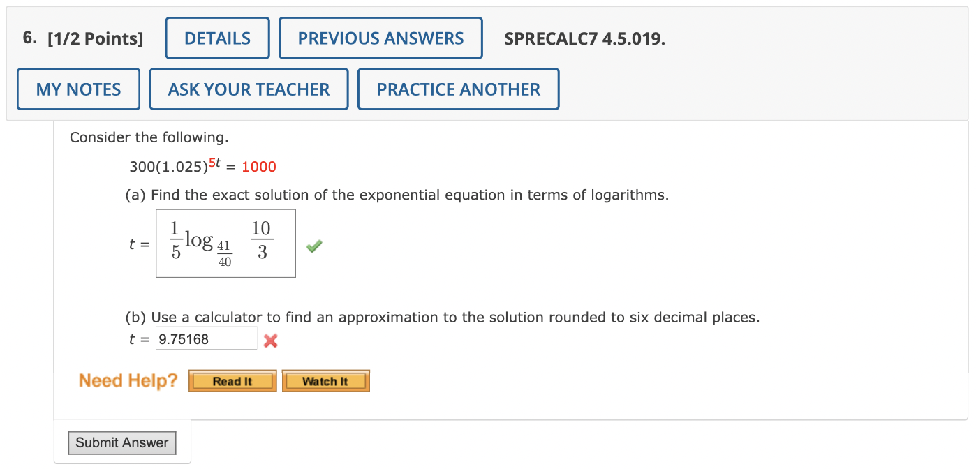 Solved 5. [1/2 Points] MY NOTES DETAILS PREVIOUS ANSWERS | Chegg.com