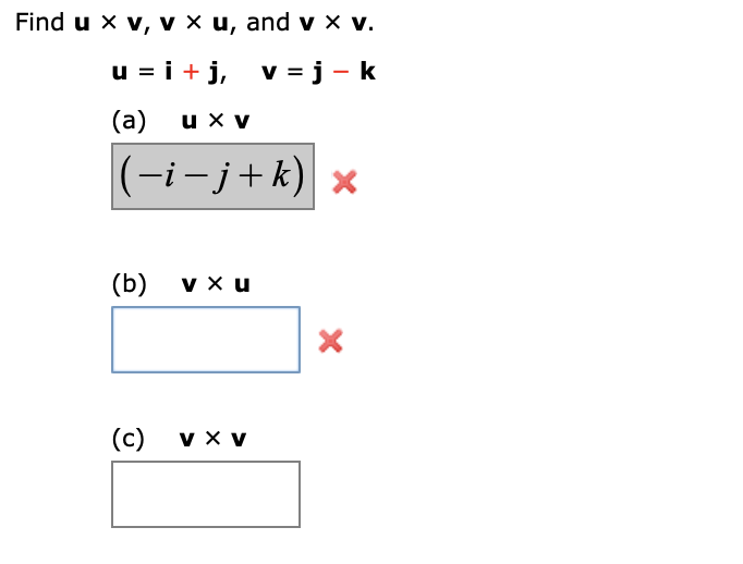 Solved Find U Xv V Xu And V X V U I J V J K A Chegg Com