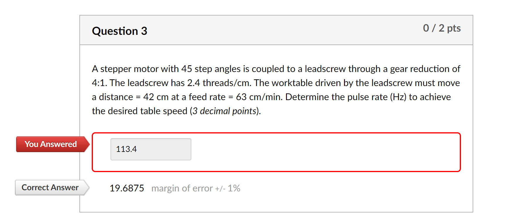 Solved Question 3 0 / 2 pts a A stepper motor with 45 step | Chegg.com