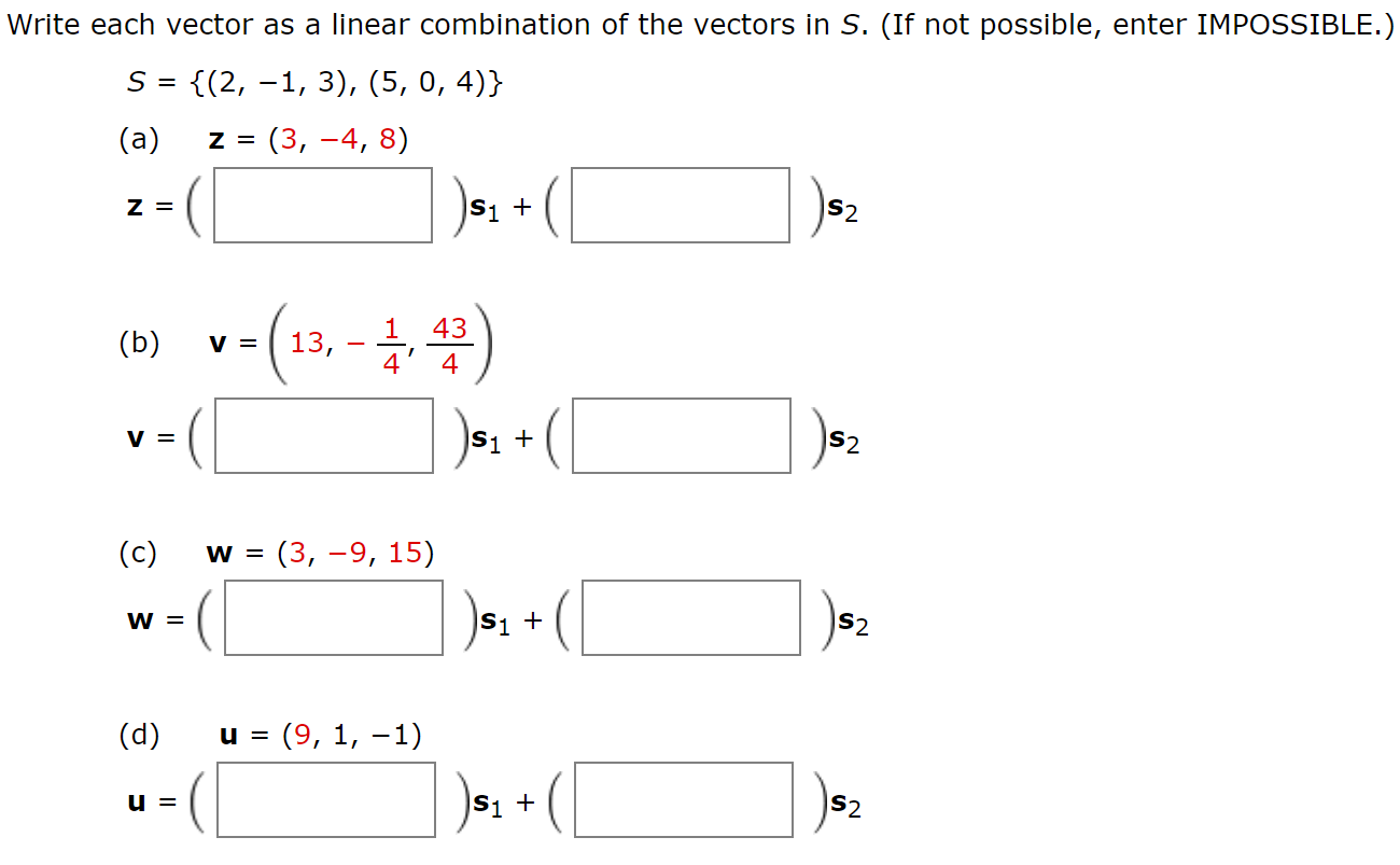 Solved Write each vector as a linear combination of the | Chegg.com