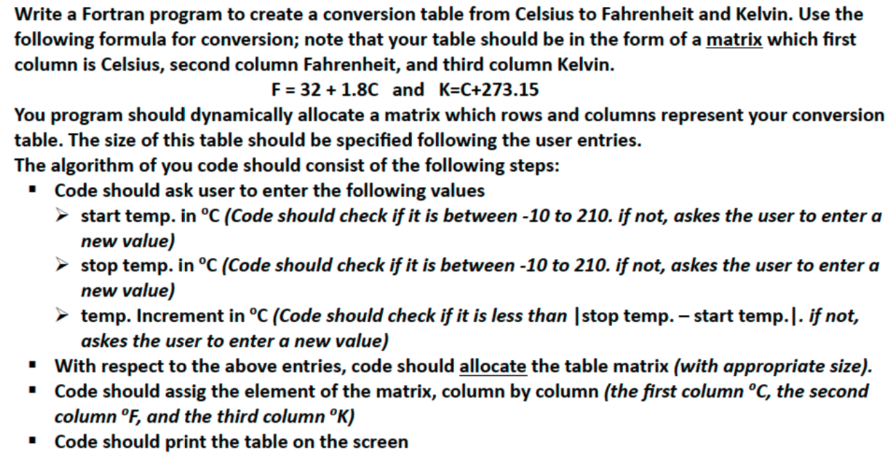 SOLVED: Temperature Conversions C = (F - 32) / 1.8 F = 1.8C + 32 K