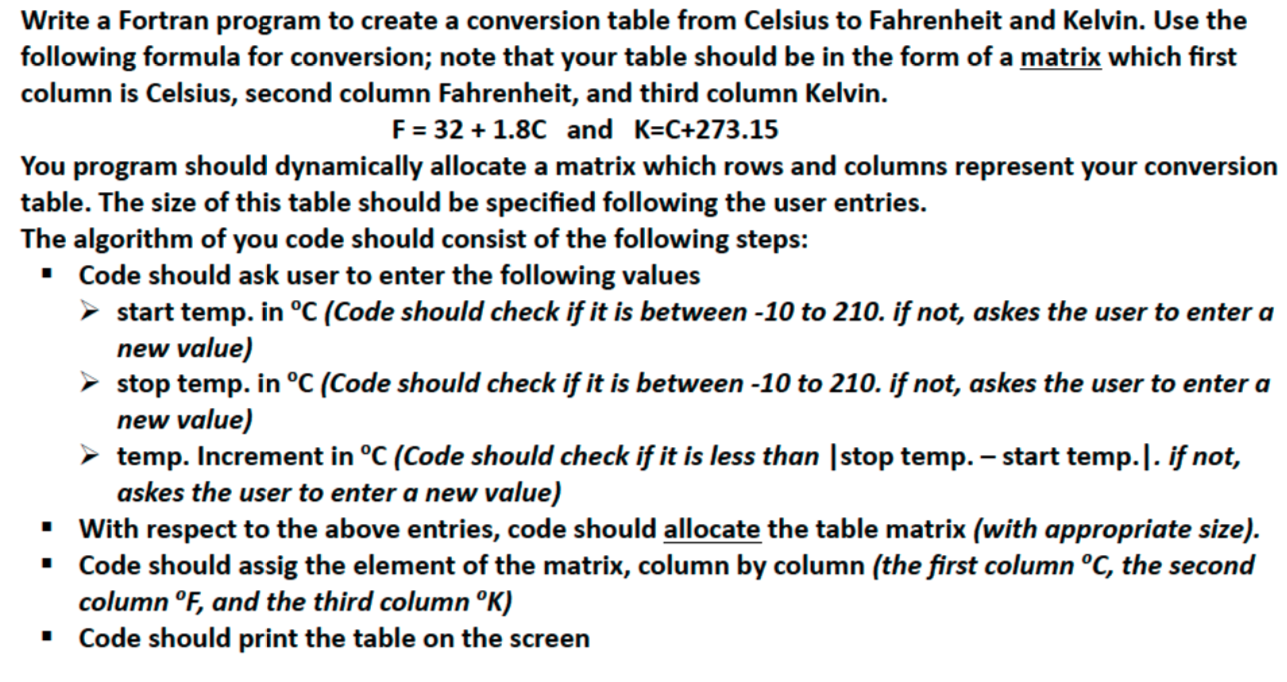 Kelvin, Celsius, Fahrenheit - Conversion Table