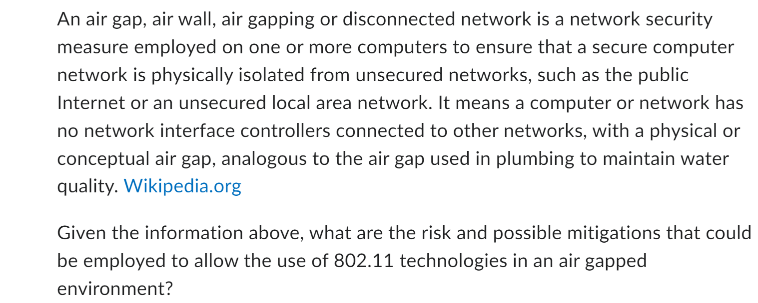 Solved An air gap, air wall, air gapping or disconnected | Chegg.com