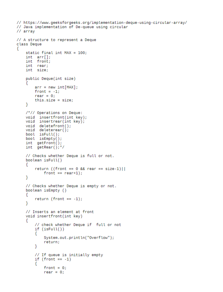 Solved Modify the attached Deque.java to simulate a stack. | Chegg.com