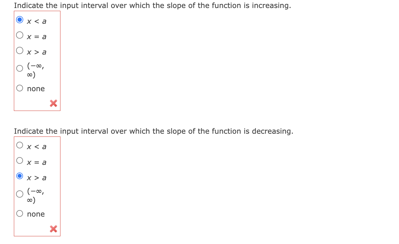 Solved Indicate the input interval over which the slope of | Chegg.com