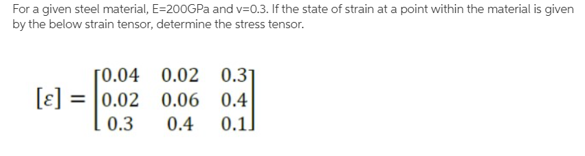 Solved For a given steel material, E=200GPa and v=0.3. If | Chegg.com