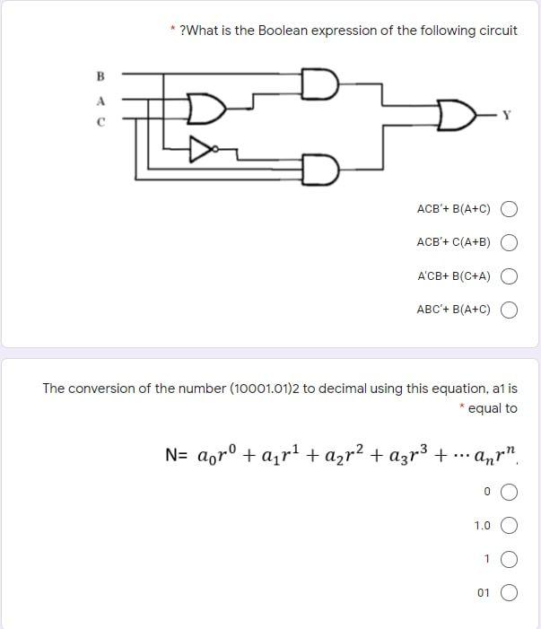 Solved * ?What is the Boolean expression of the following | Chegg.com