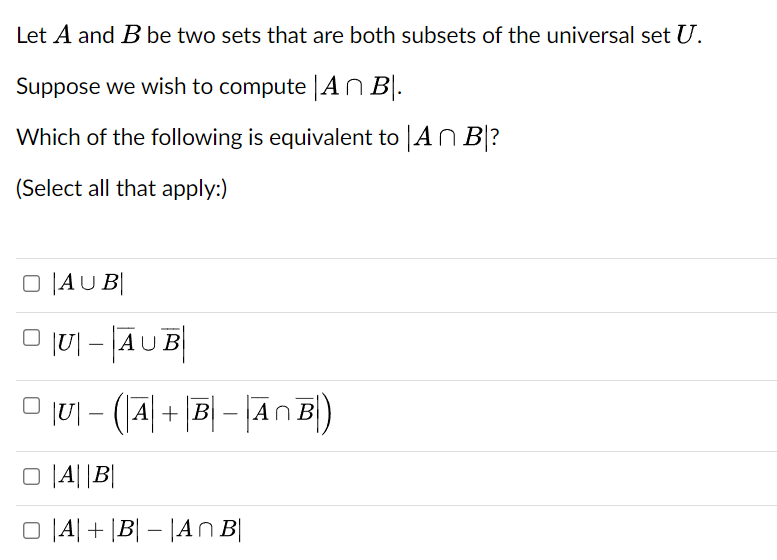 Solved Let A and B be two sets that are both subsets of the | Chegg.com