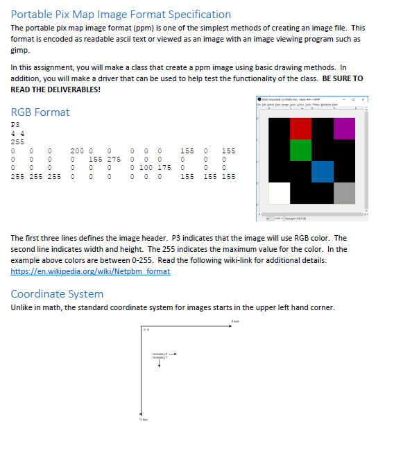 Portable Pix Map Image Format Specification The | Chegg.com