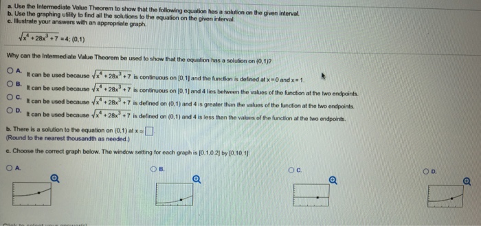 Solved a. Use the Intermediate value Theorem to show that | Chegg.com