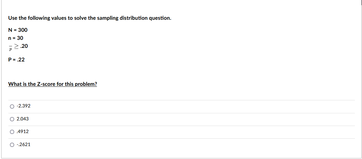 Solved Use The Following Values To Solve The Sampling | Chegg.com