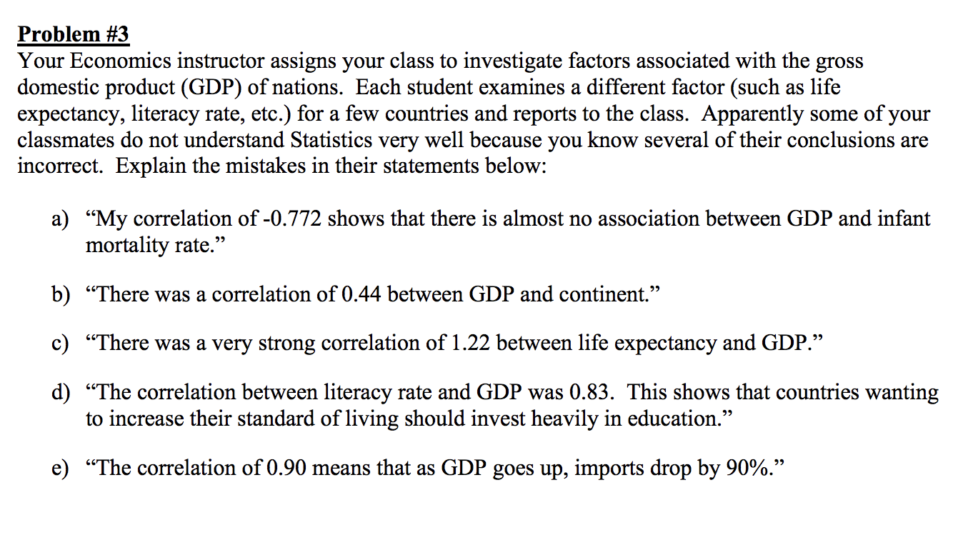 Solved Problem #3 Your Economics instructor assigns your | Chegg.com