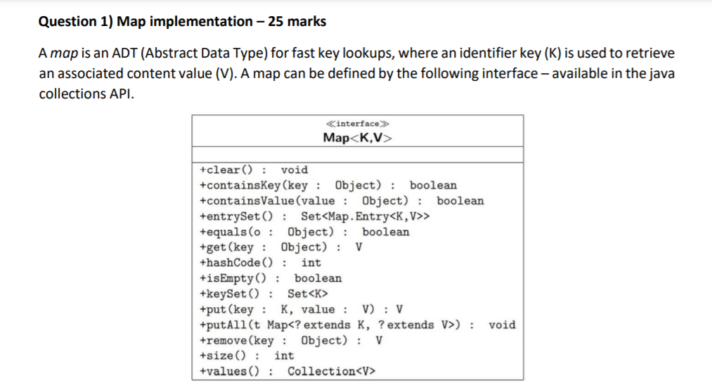 Solved Question 1) Map implementation – 25 marks A map is an | Chegg.com