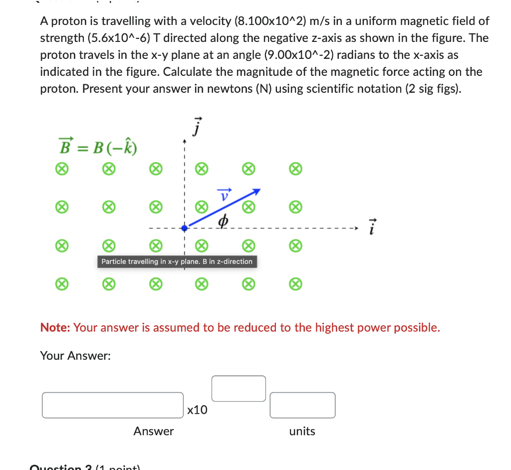 Solved A Proton Is Travelling With A Velocity | Chegg.com