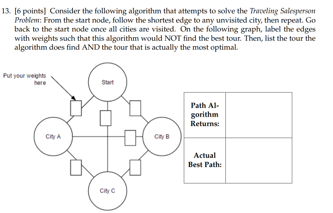 Solved 13. [6 points] Consider the following algorithm that | Chegg.com