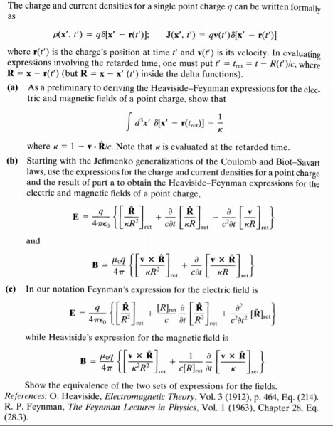 Solved The Charge And Current Densities For A Single Poin Chegg Com