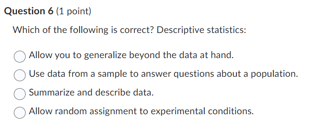 Solved Question 6 (1 point) Which of the following is | Chegg.com