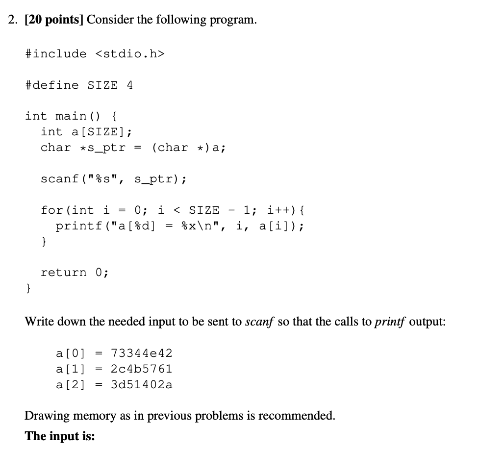 Solved 2. [20 Points] Consider The Following Program. | Chegg.com