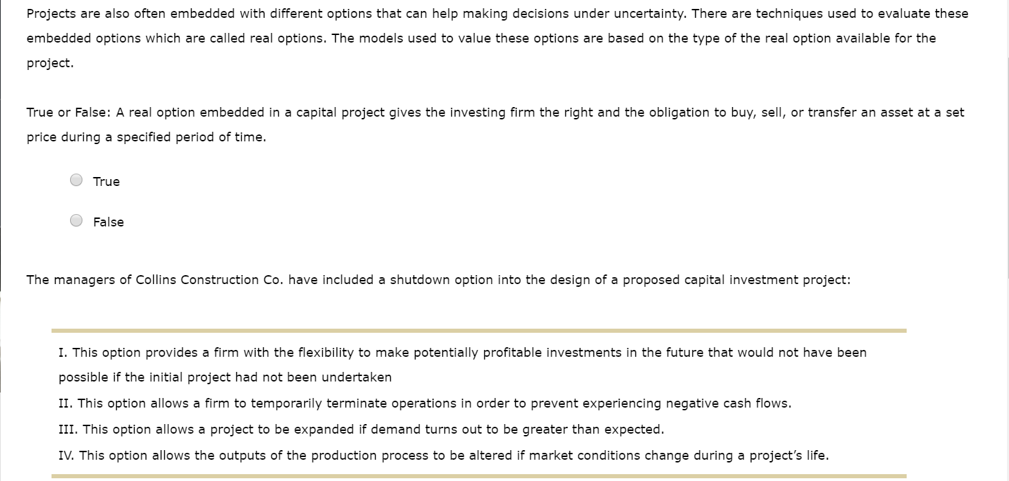 Solved Projects are also often embedded with different | Chegg.com