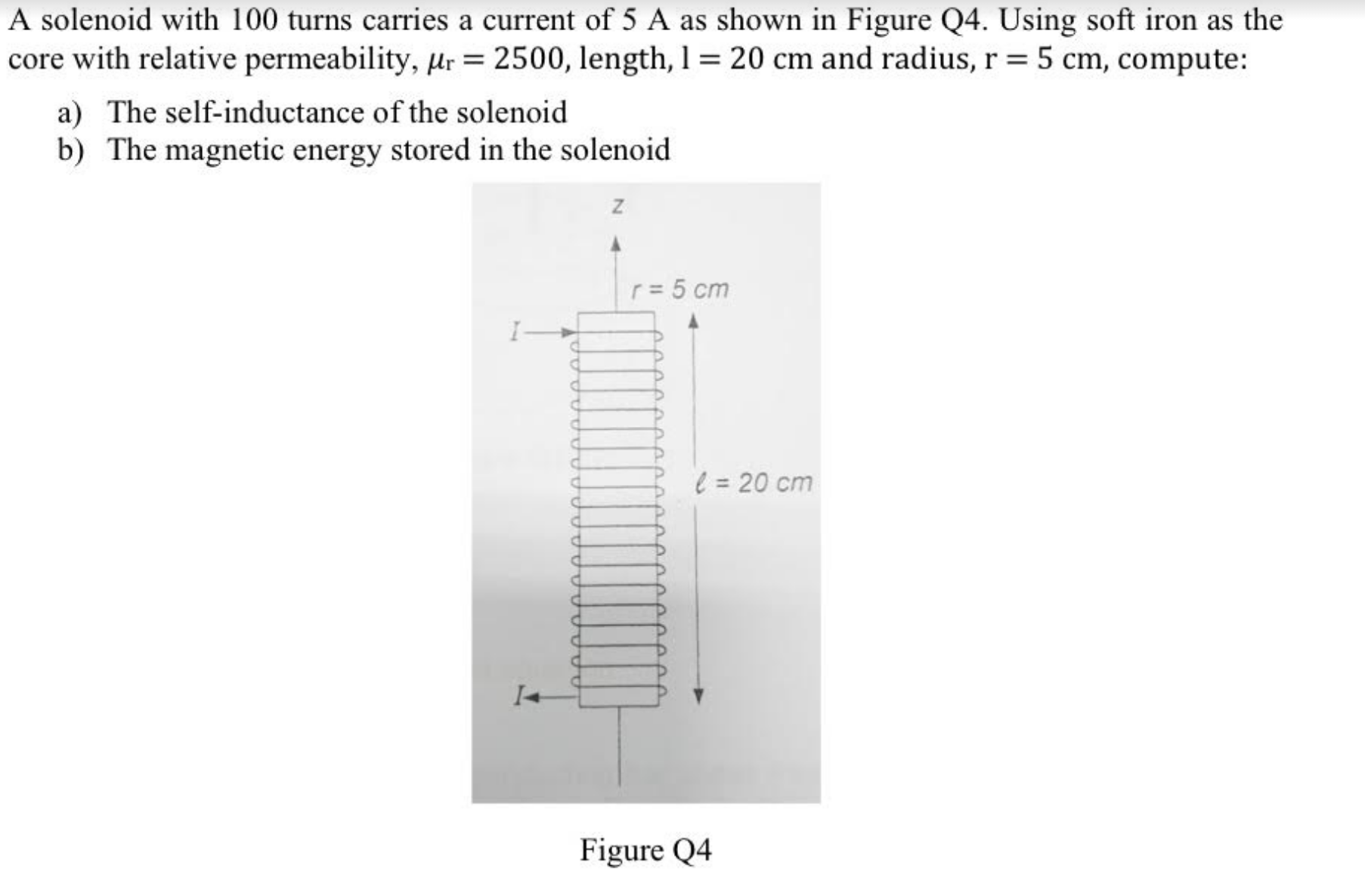 Solved A solenoid with 100 turns carries a current of 5 A as | Chegg.com