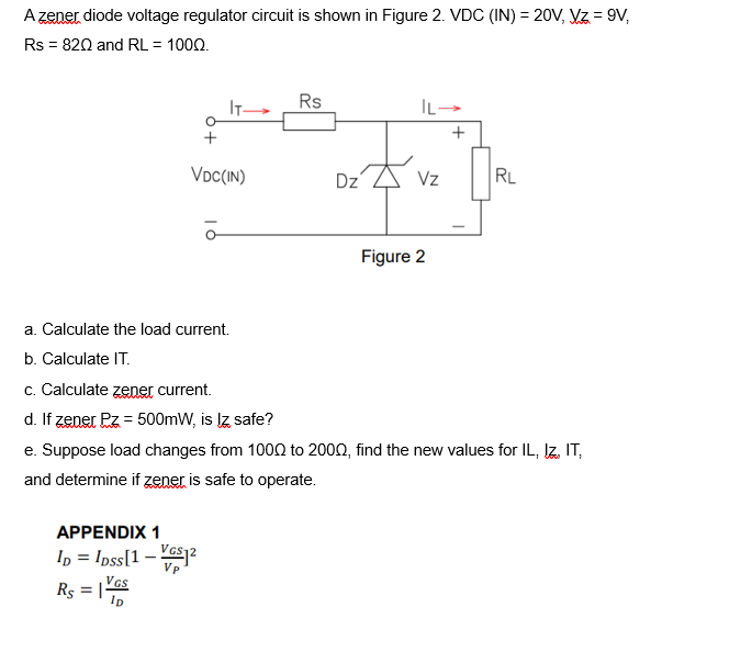 Solved A Zener Diode Voltage Regulator Circuit Is Shown In | Chegg.com