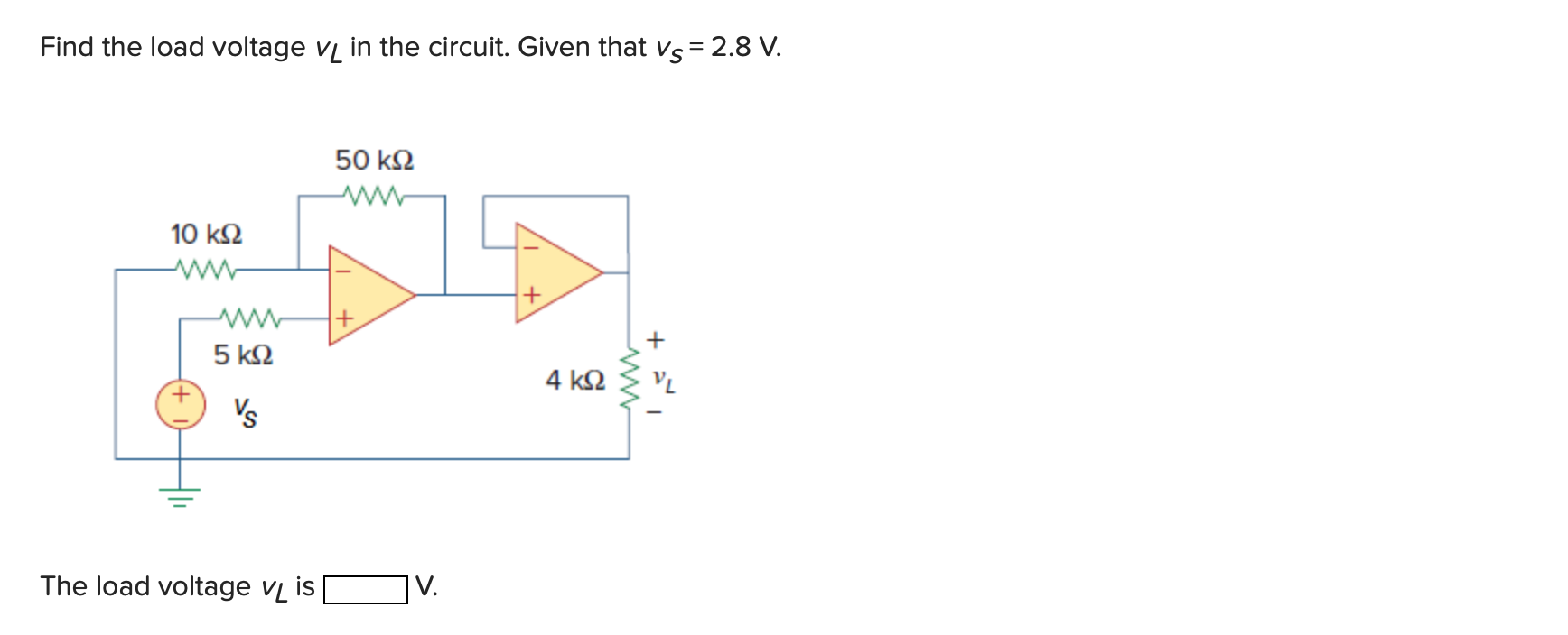 Solved Find the load voltage vų in the circuit. Given that | Chegg.com