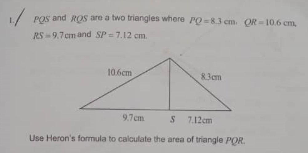 Solved 1.)PQS ﻿and RQS ﻿are a two triangles where