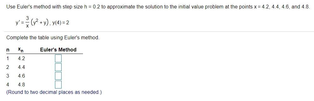 Solved Use Euler's method with step size h = 0.2 to | Chegg.com