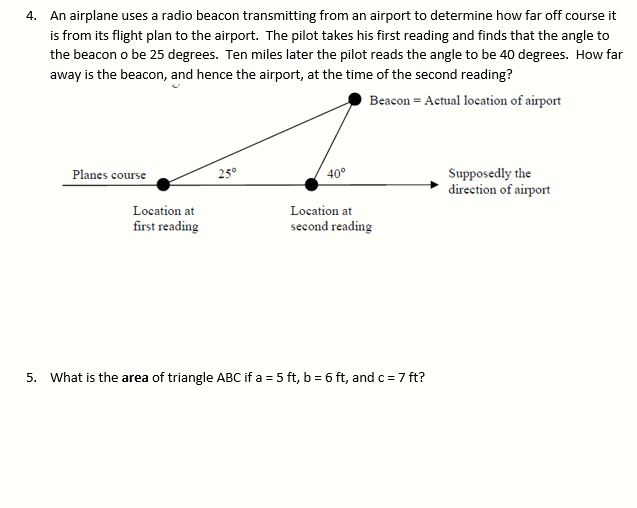 Solved 4. An airplane uses a radio beacon transmitting from | Chegg.com