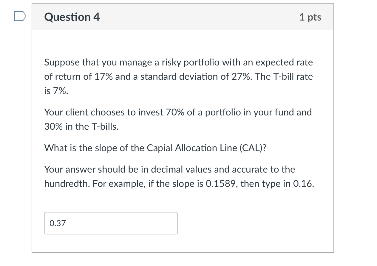 Solved Question 8 1 pts Given the allocation y derived in | Chegg.com