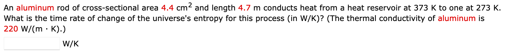 Solved An aluminum rod of cross-sectional area 4.4 cm2 and | Chegg.com