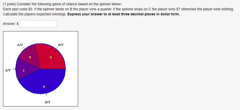 Solved (1 Point) Consider The Following Game Of Chance Based 