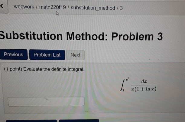 Solved webwork / math220f19 / substitution method / 3 | Chegg.com