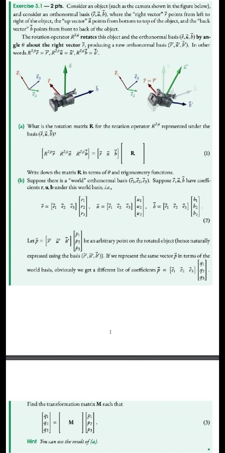 Exercise 3.1−2 pts. Consider an object (such as the | Chegg.com