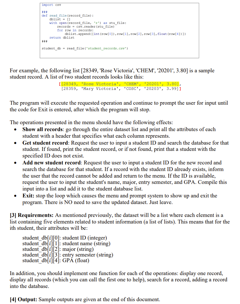 Solved I can't seem to get my python code working for | Chegg.com