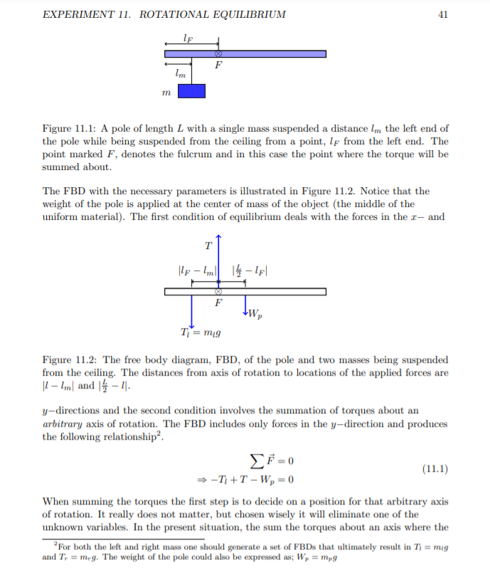 Solved Experiment 11 Rotational Equilibrium 11.1 | Chegg.com