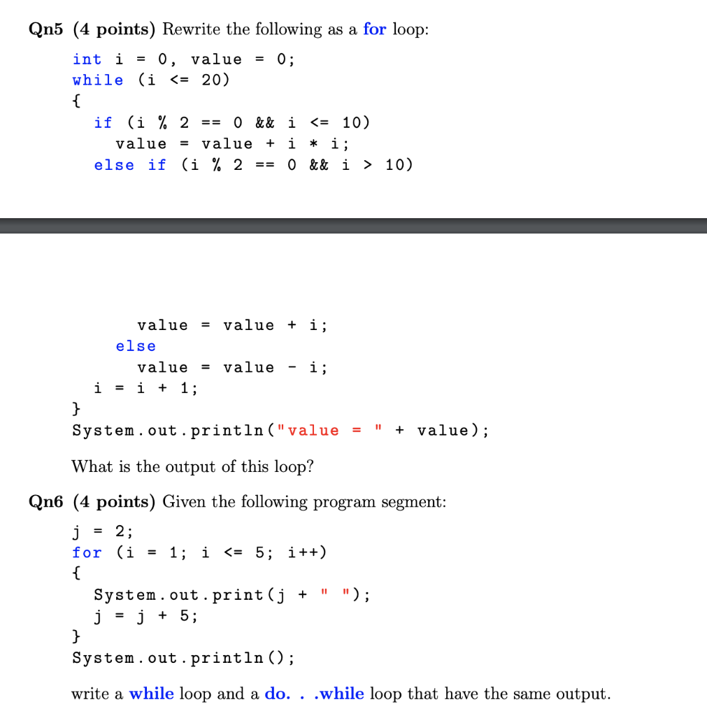 Solved Qn5 (4 points) Rewrite the following as a for loop: | Chegg.com