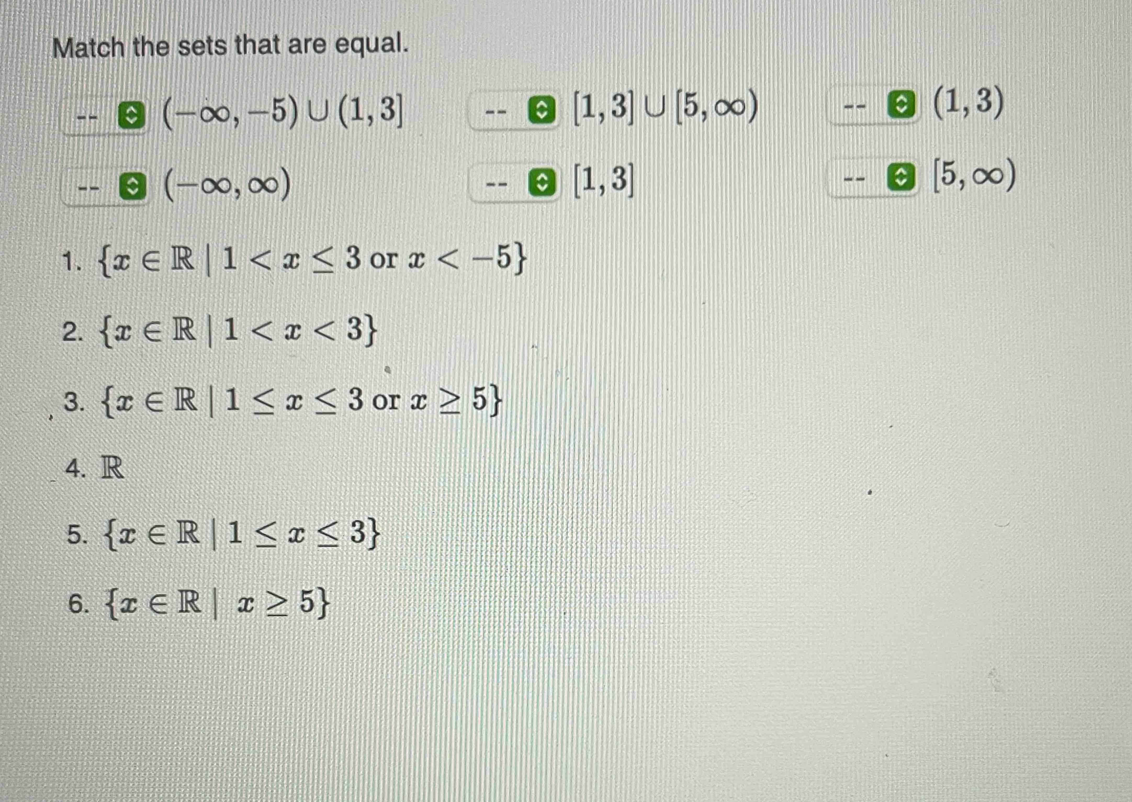 Solved Match the sets that are | Chegg.com