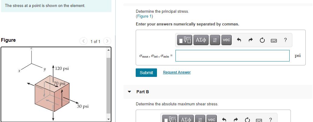 Solved The stress at a point is shown on the element | Chegg.com
