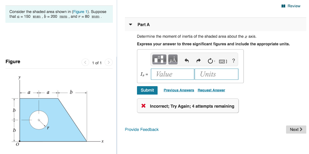 Solved II Review Consider the shaded area shown in (Figure | Chegg.com