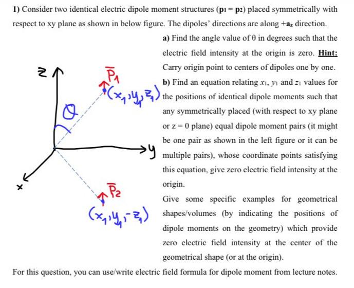 Solved 1) Consider Two Identical Electric Dipole Moment | Chegg.com