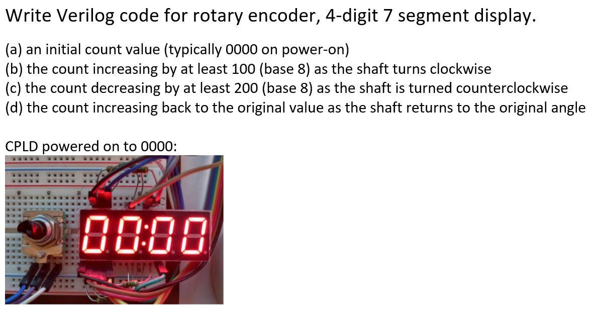 Solved Write Verilog code for rotary encoder, 4-digit 7 | Chegg.com