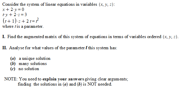 Solved Consider the system of linear equations in variables | Chegg.com