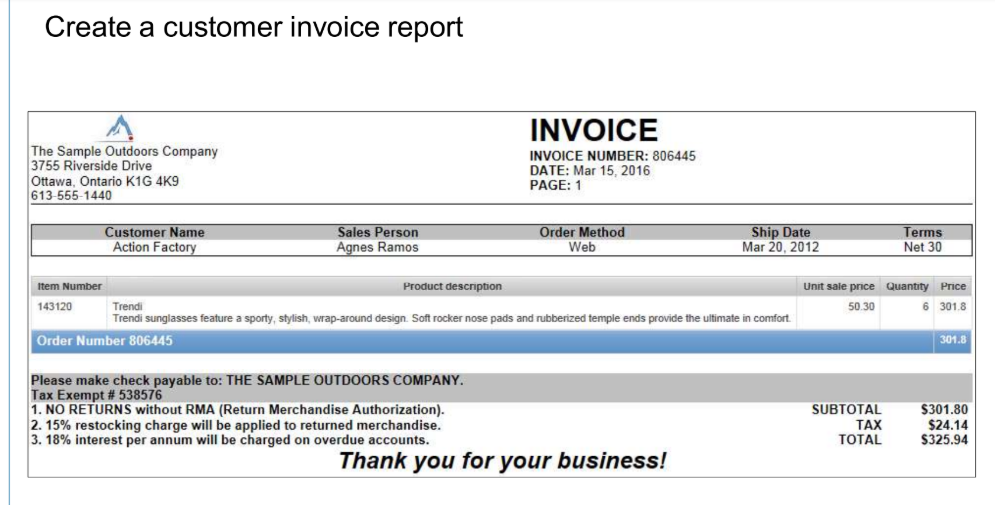 Sample Check With Invoice Create a customer invoice report INVOICE The Sample | Chegg.com