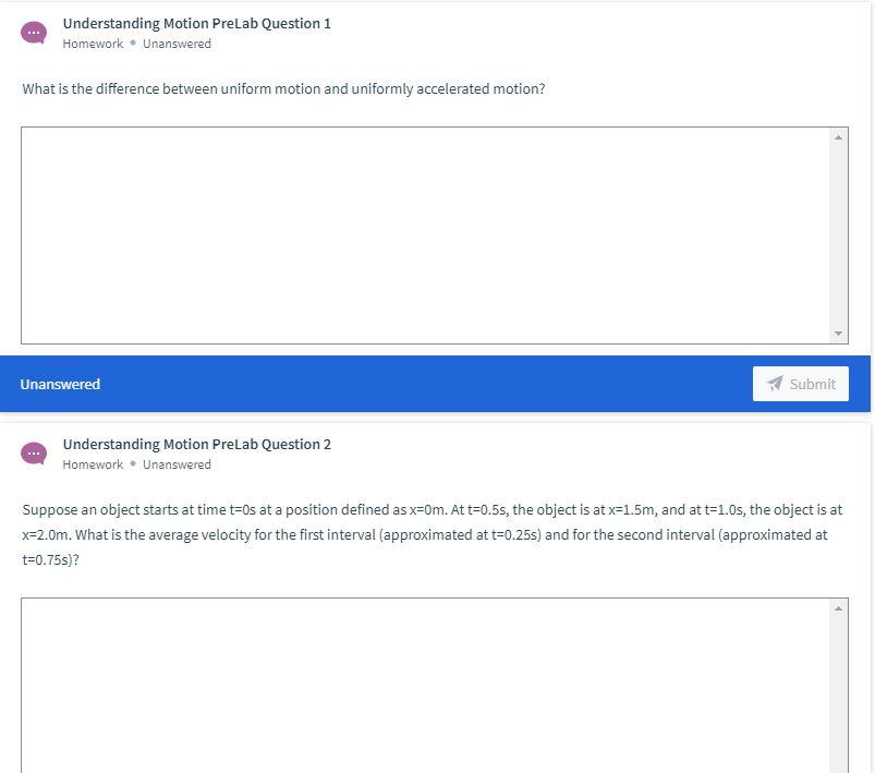 Solved Understanding Motion Prelab Question Homework Chegg Com
