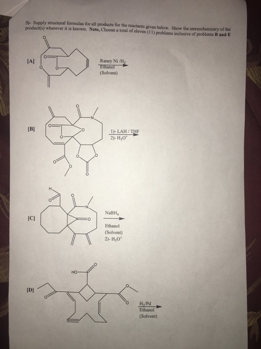 Solved 赴Supply structural formulas for all products for the | Chegg.com